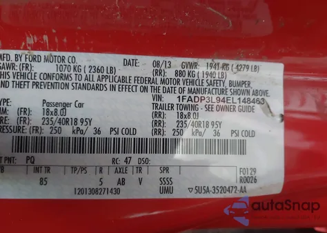 2014 Ford Focus St from USA, damaged, VIN 1FADP3L94EL148463